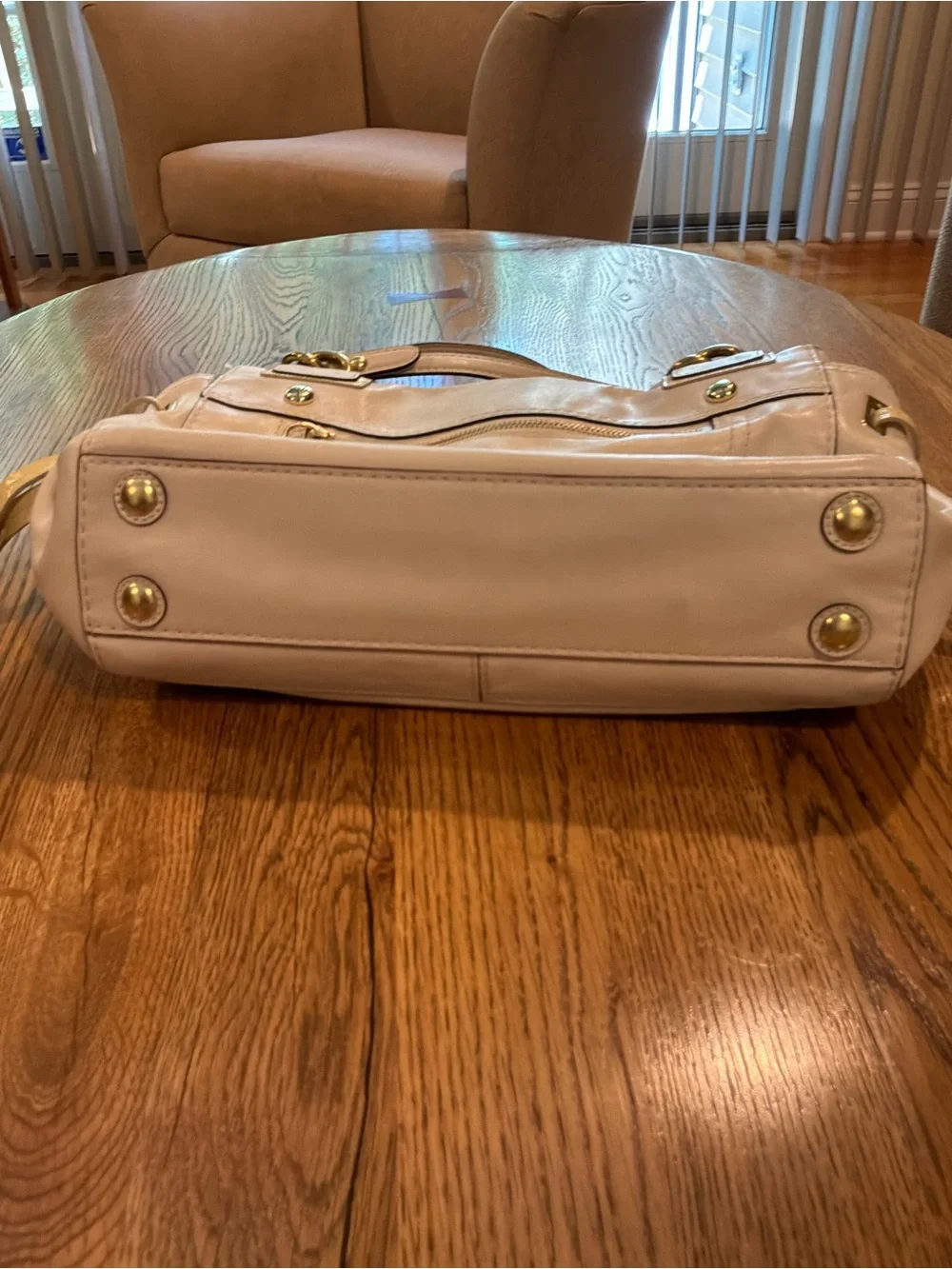 Coach Peyton Cream and Yellow Leather Shoulder Satchel